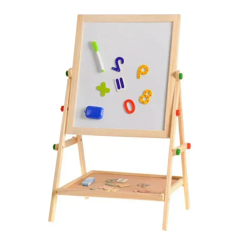 CreativeEase Magnetic Whiteboard and Chalkboard — Adjustable Wood Frame