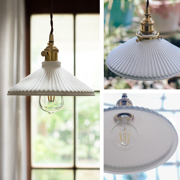 Liora Nordic White Ceramic Pendant Light With Brass Holder