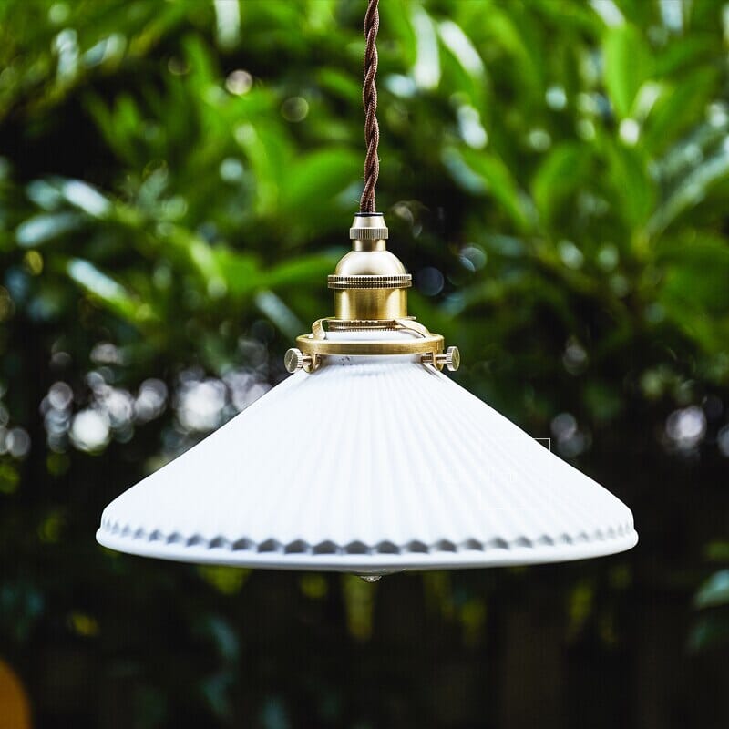 Liora Nordic White Ceramic Pendant Light With Brass Holder