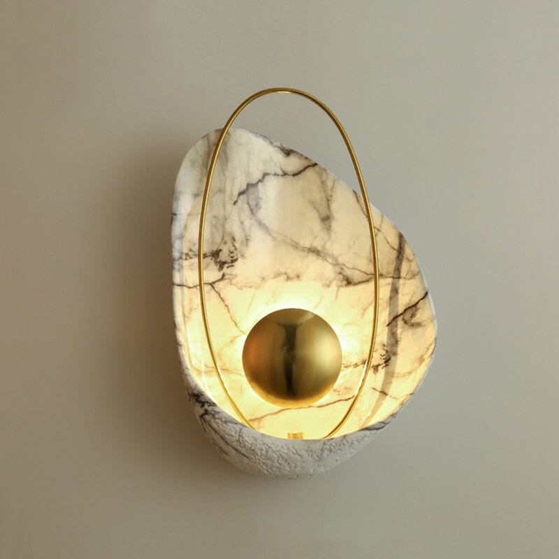 Luxurious Faux Marble Wall Lamp With Geometric Shell Pattern