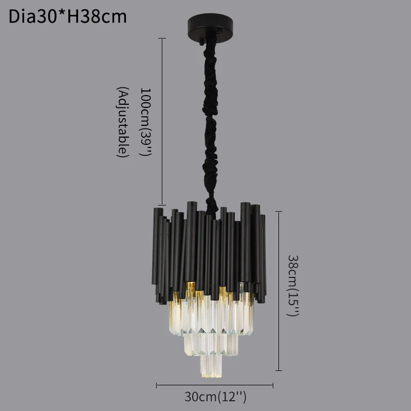 Lyrae Noir Crystal Pendant Light In Aluminum Fixture