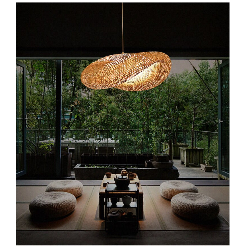 Novari Weave Pendant Light With Hand Knitted Bamboo Detailing