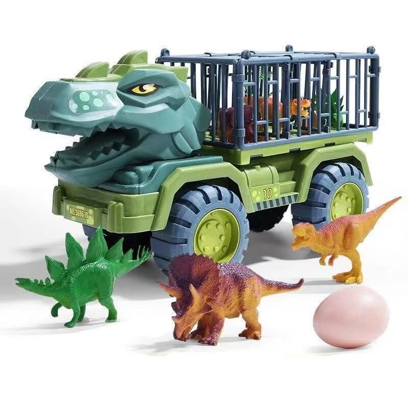 JurassiQuest Zestaw przygodowy dla odkrywców — ciężarówka transportowa bez baterii, ruchome ramię, rzeźbione dinozaury