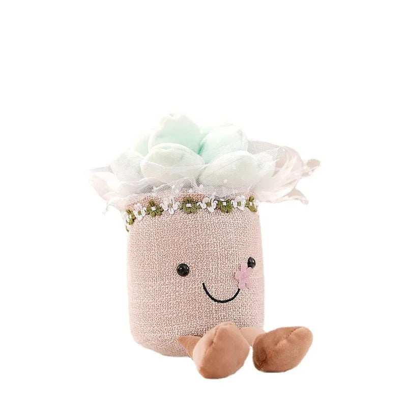 Glad mjuk leksak med blommotiv — färgglad blomdesign