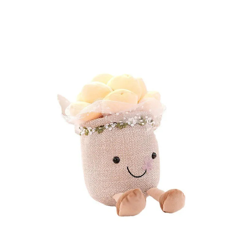 Glad mjuk leksak med blommotiv — färgglad blomdesign