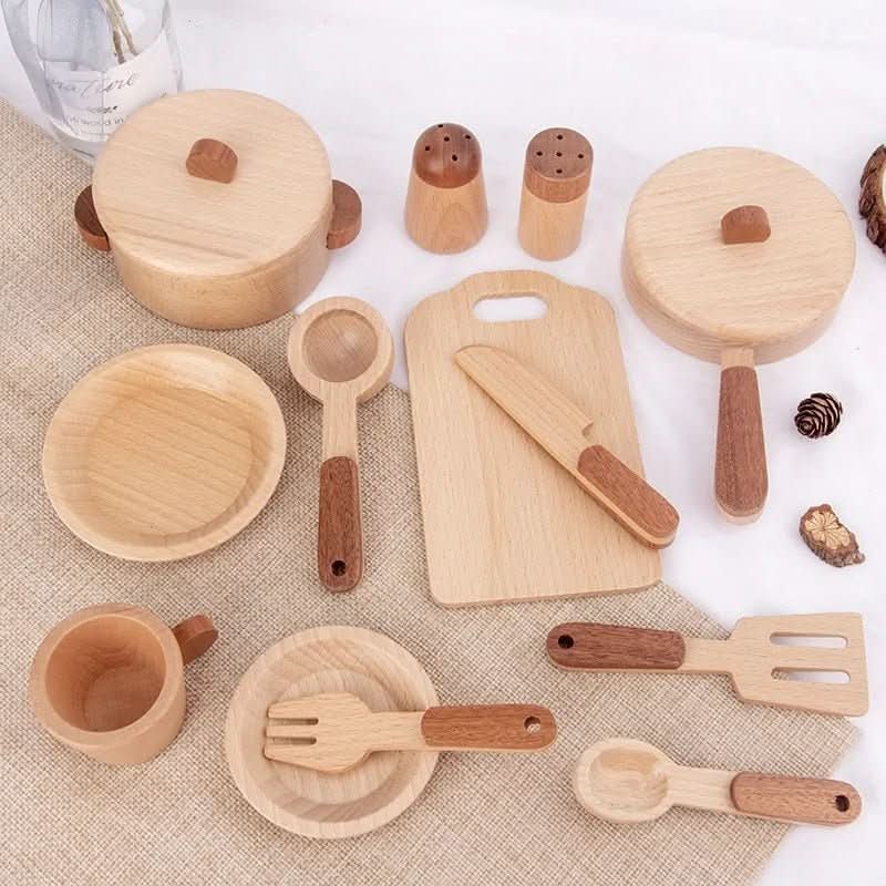 ForestNest Wooden Kids Kitchen — Tree Trunk Themed Role Play Toy, Ages 3+