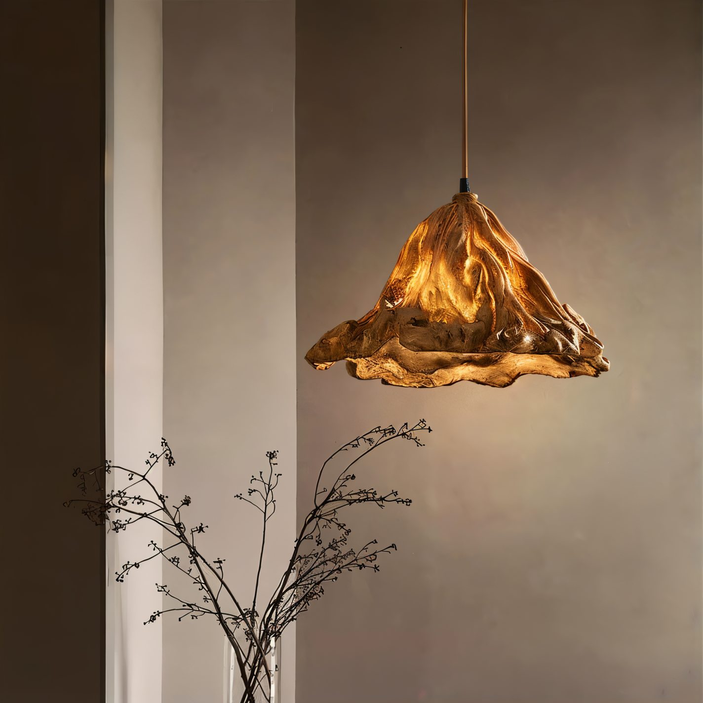CinderFlow Lava Resin Pendant Light With Volcanic Texture