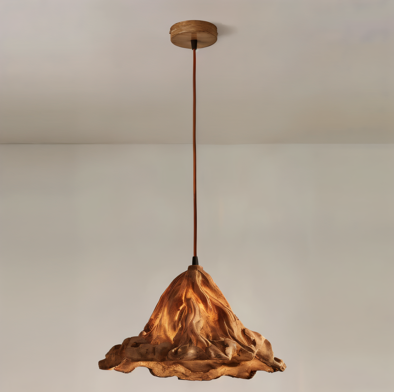 CinderFlow Lava Resin Pendant Light With Volcanic Texture