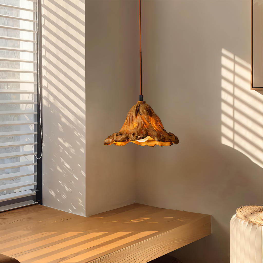 CinderFlow Lava Resin Pendant Light With Volcanic Texture