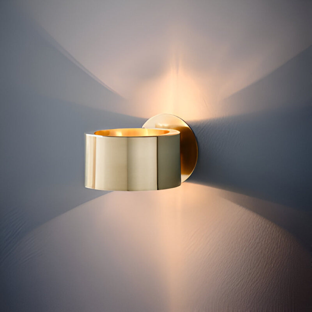 Aurelia Matte Gold Wall Lamp Minimalist Drum Light For Modern Rooms