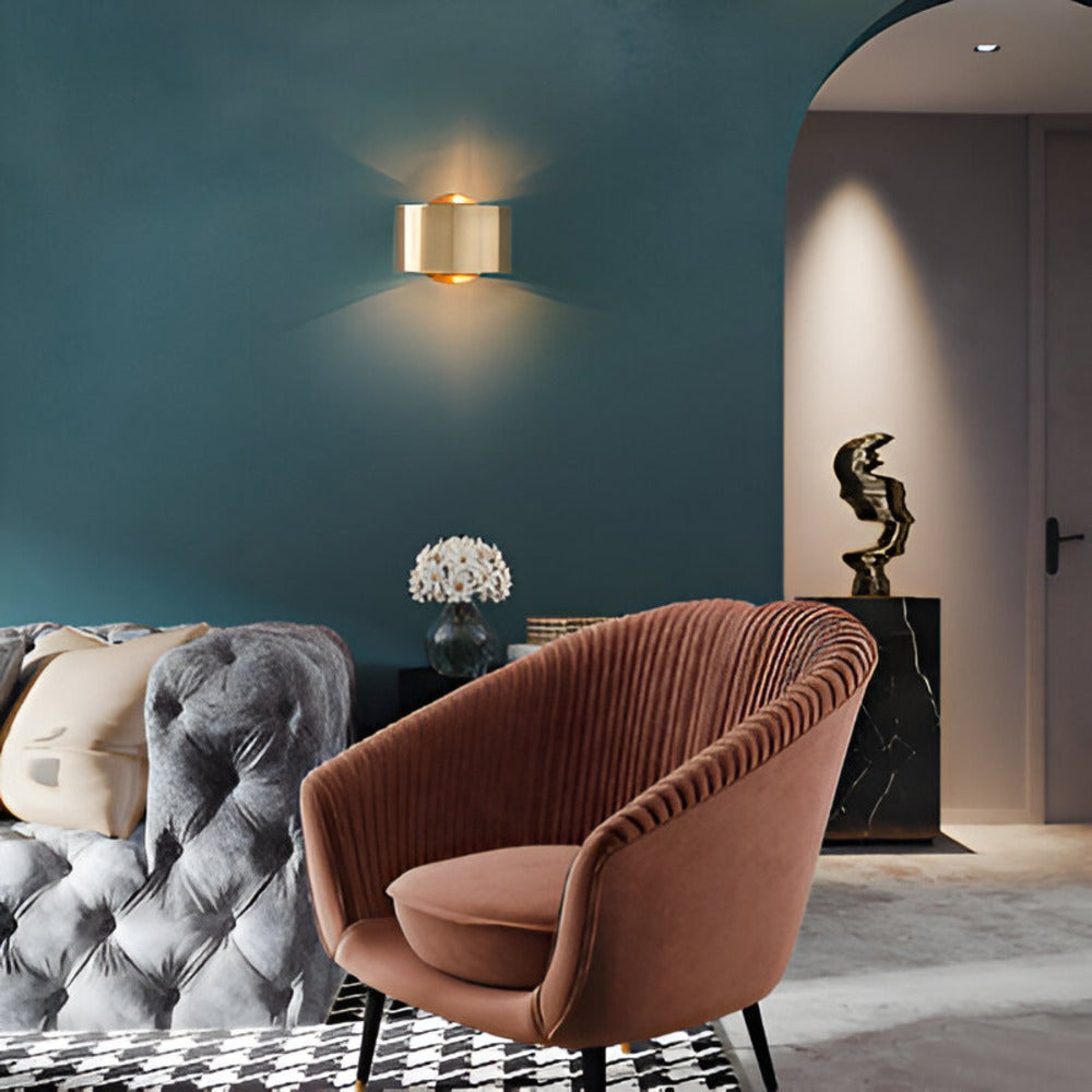 Aurelia Matte Gold Wall Lamp Minimalist Drum Light For Modern Rooms