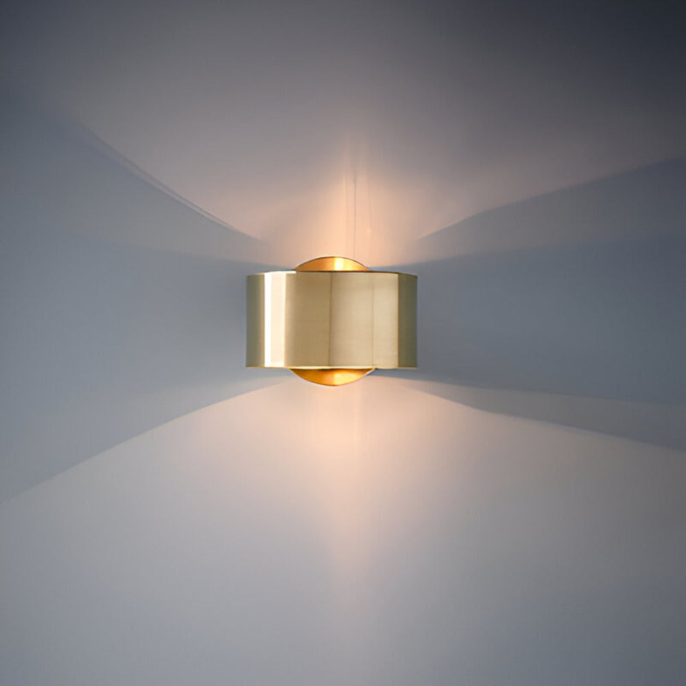 Aurelia Matte Gold Wall Lamp Minimalist Drum Light For Modern Rooms