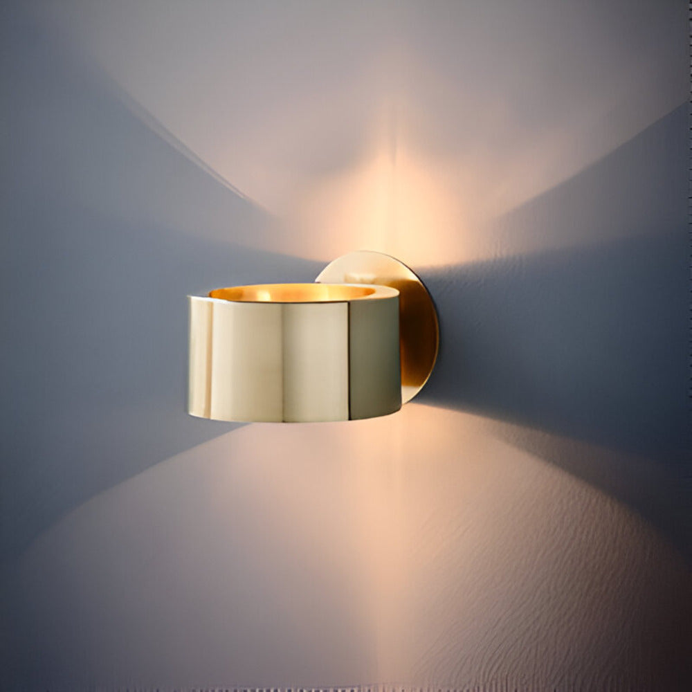 Aurelia Matte Gold Wall Lamp Minimalist Drum Light For Modern Rooms