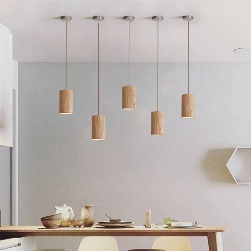 Aurelo Timber Pendant Light Nordic Style Wood Glow for Living Room