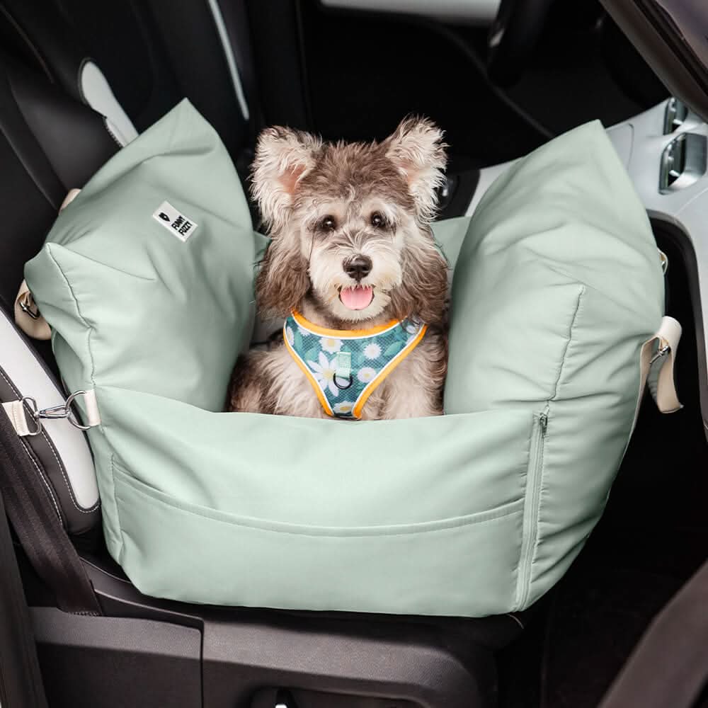 CozyTrail Hundeautositzbett – Sicherheitsgurt, rutschfeste Unterseite, Design mit Erhöhungskissen