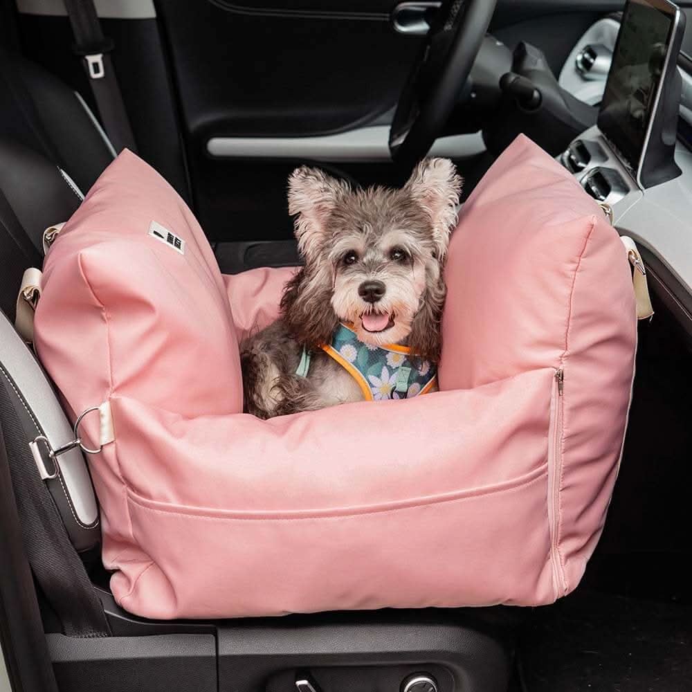 CozyTrail Hundeautositzbett – Sicherheitsgurt, rutschfeste Unterseite, Design mit Erhöhungskissen