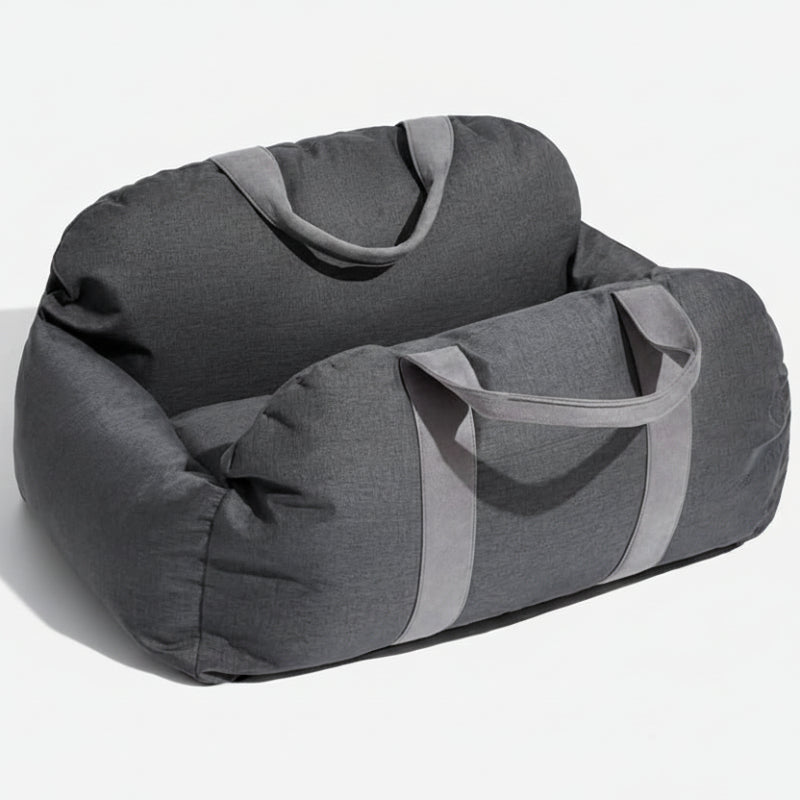 CozyTrail Hundeautositzbett – Sicherheitsgurt, rutschfeste Unterseite, Design mit Erhöhungskissen