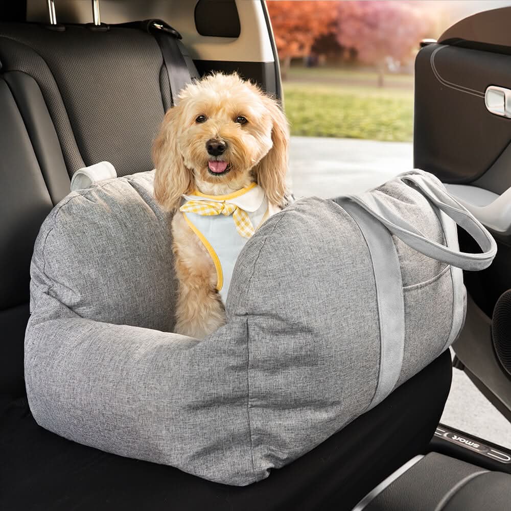 CozyTrail Hundeautositzbett – Sicherheitsgurt, rutschfeste Unterseite, Design mit Erhöhungskissen