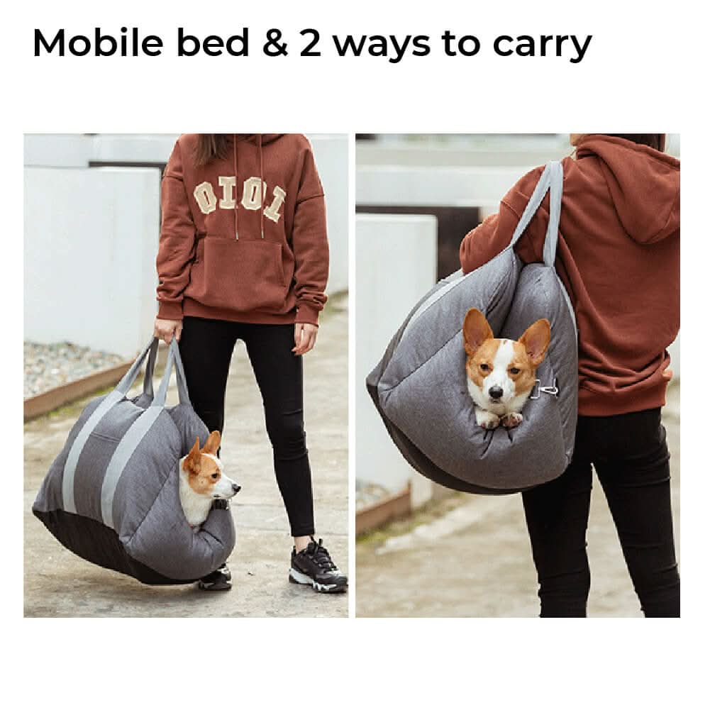 CozyTrail Hundeautositzbett – Sicherheitsgurt, rutschfeste Unterseite, Design mit Erhöhungskissen
