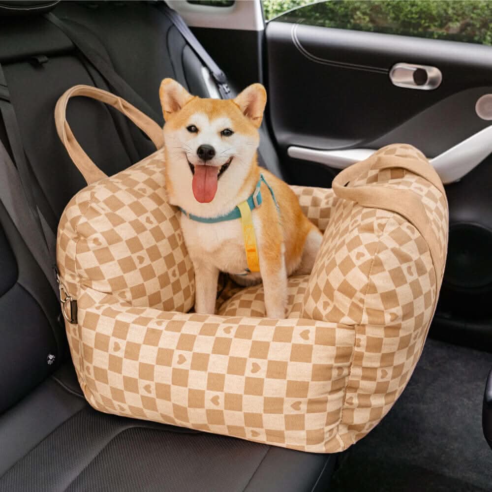 CozyTrail Hundeautositzbett – Sicherheitsgurt, rutschfeste Unterseite, Design mit Erhöhungskissen