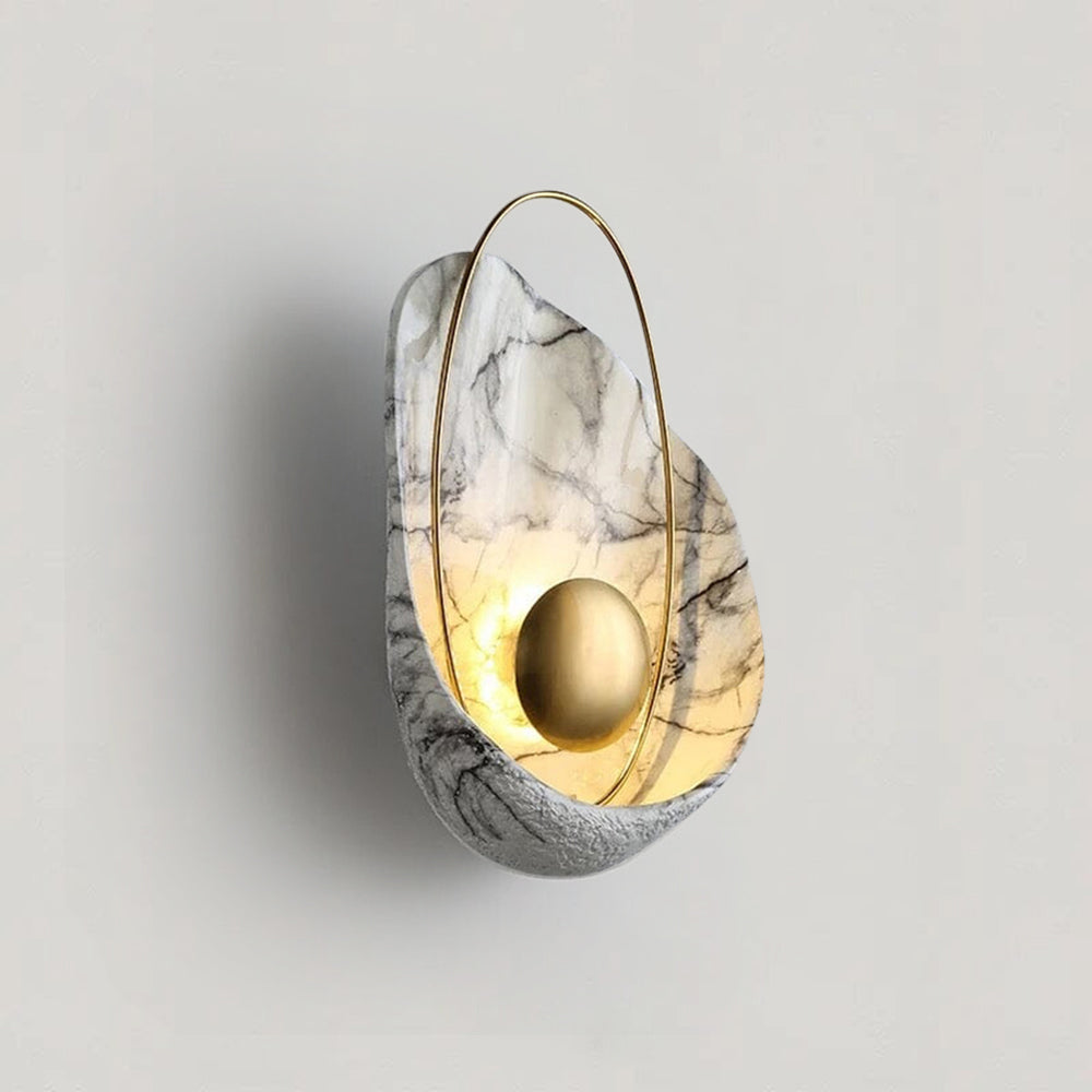 Luxurious Faux Marble Wall Lamp With Geometric Shell Pattern
