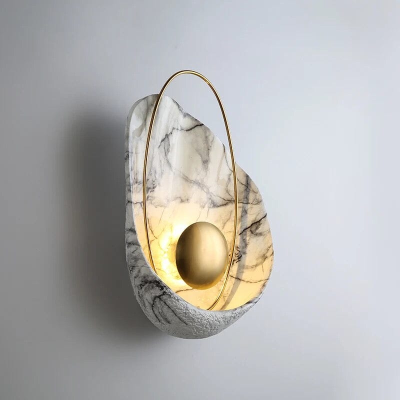 Luxurious Faux Marble Wall Lamp With Geometric Shell Pattern