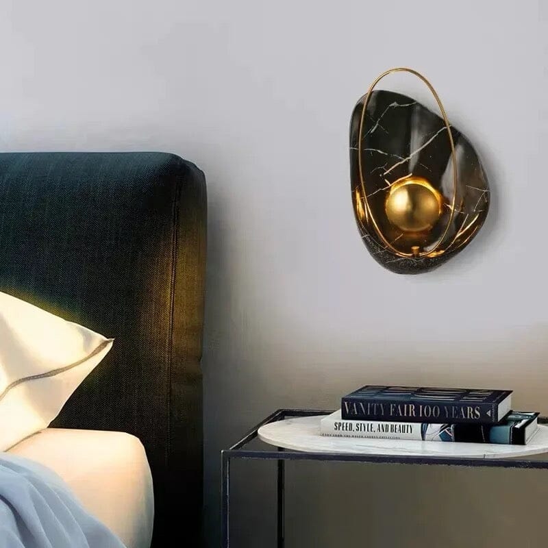 Luxurious Faux Marble Wall Lamp With Geometric Shell Pattern