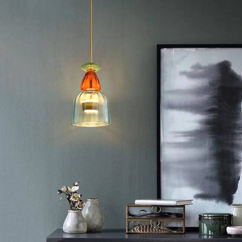 NovaCandy Color Glass Pendant Lights in Nordic Brass