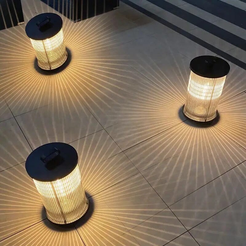 LumaVerde Outdoor Lantern Lamp Waterproof With Ribbed Glass