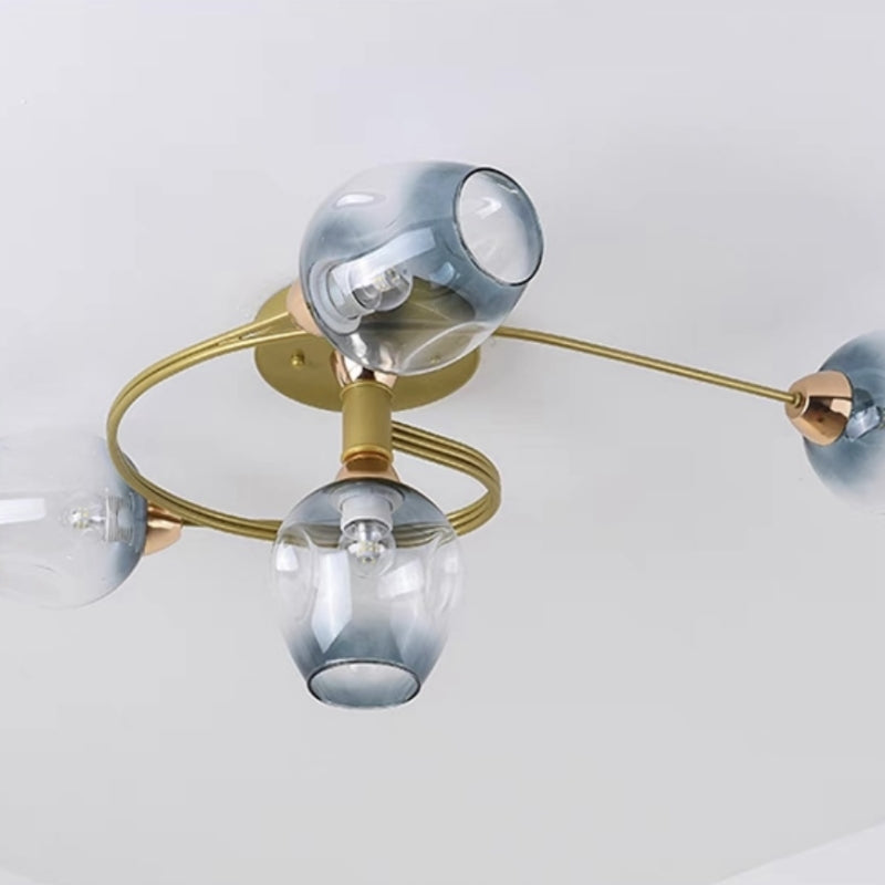 Valentina Flush Mount Ceiling Light, Glass, Black/Gold, Dining Room - Neutralighting