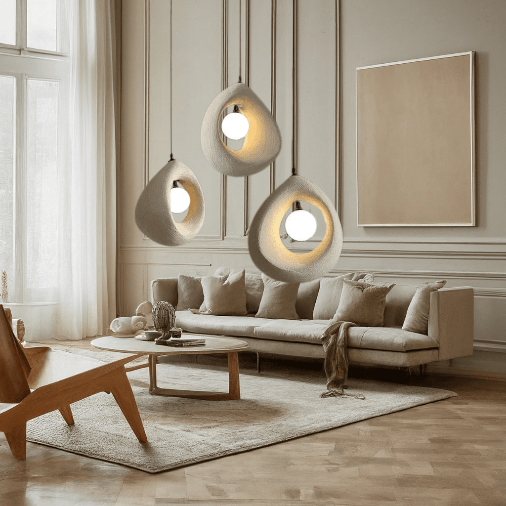 Hikari Resin LED Pendant Light in Japanese Wabi-Sabi Style
