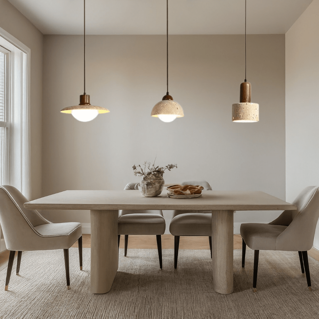 Ardent Travertine Cement Pendant Light With Wabi Studio Style