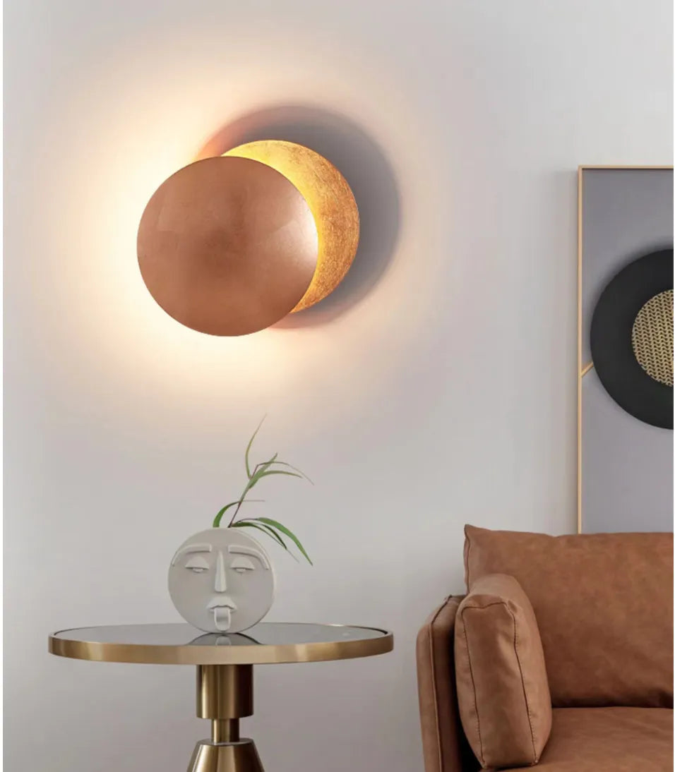 Arisha Modern Minimalist Round Moon Eclipse Wall Lamp | ventumra