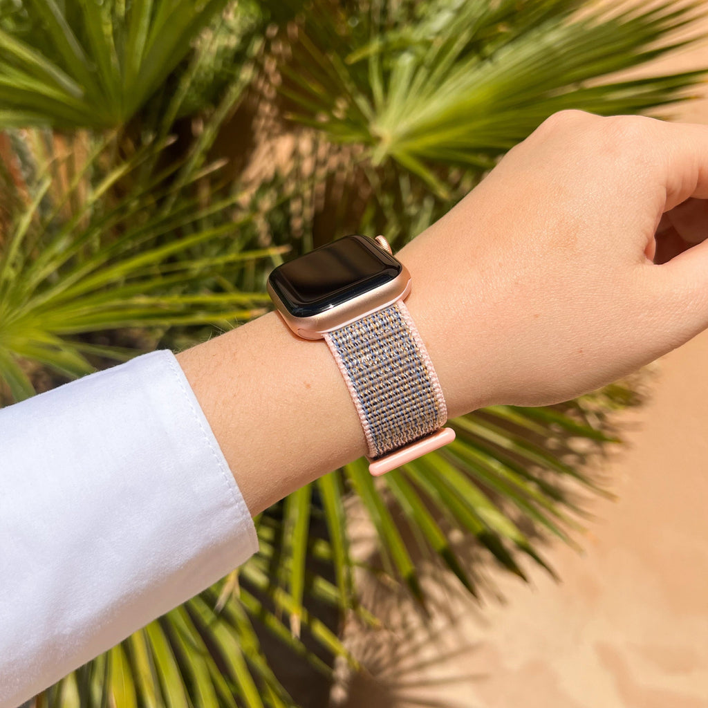 Apple-Watch-Nylonarmband in zartem Rosa für ganztägigen Tragekomfort | Ventumra