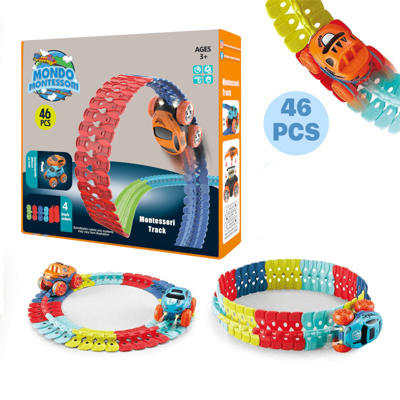 FlexiRace Kreatives Rennstrecken-Set - Flexible Strecken, Korkenzieherschleifen