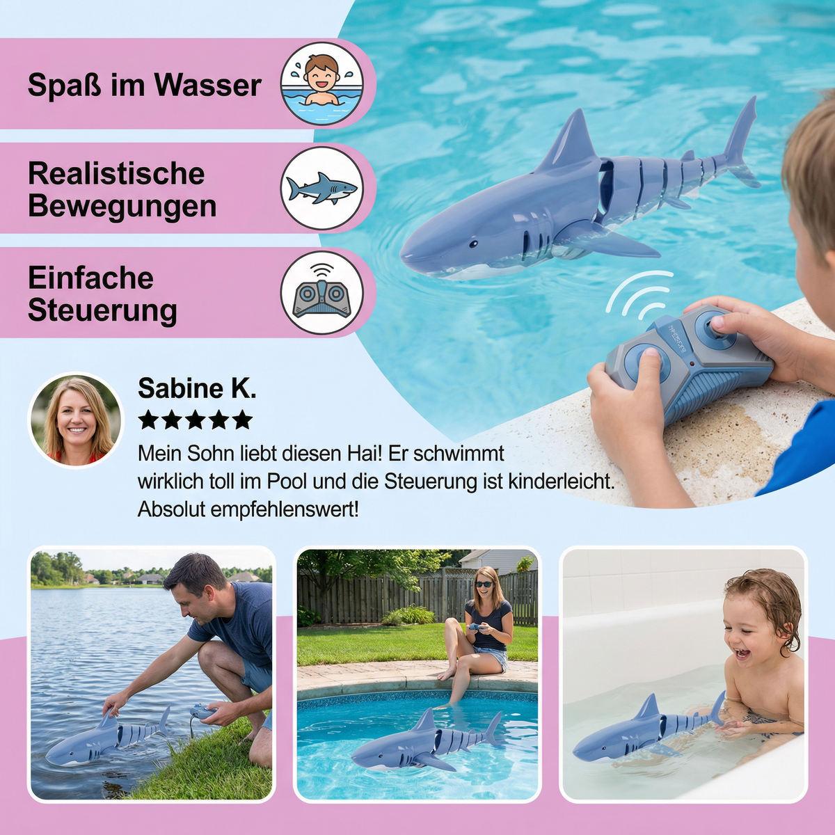 Kids' RC Swimming Robot — Remote-Controlled Water Shark Toy