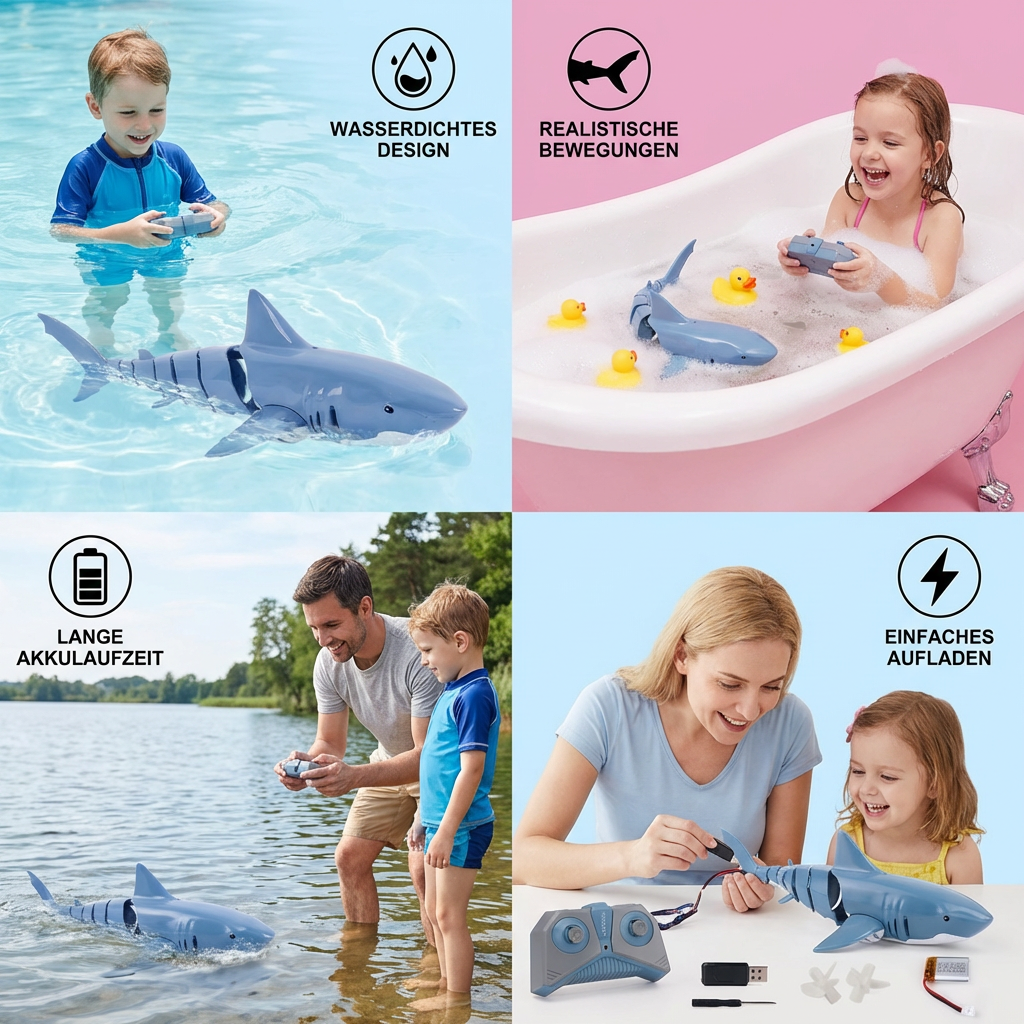 Kids' RC Swimming Robot — Remote-Controlled Water Shark Toy