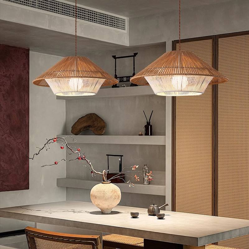 SereniLoom Retro-Industrial Wicker Pendant Light With E27 Socket