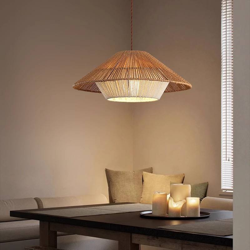 SereniLoom Retro-Industrial Wicker Pendant Light With E27 Socket