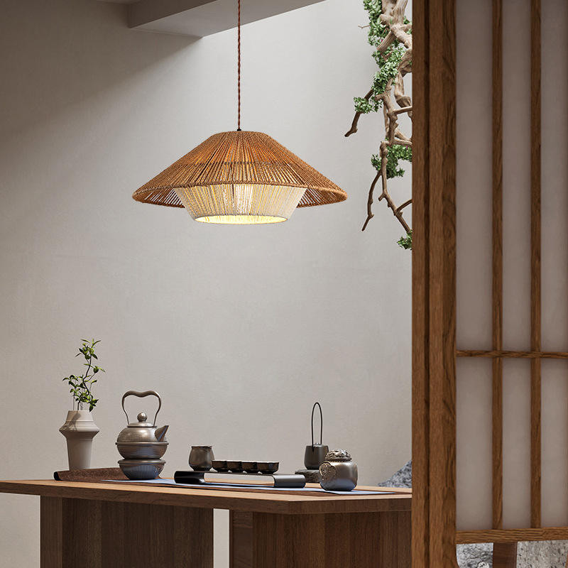 SereniLoom Retro-Industrial Wicker Pendant Light With E27 Socket