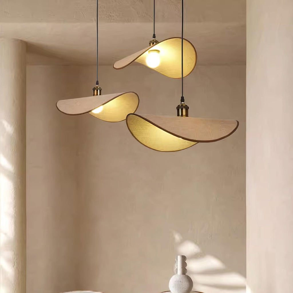 Pendant Lamp Linen Fabric Shade Wood | ventumra