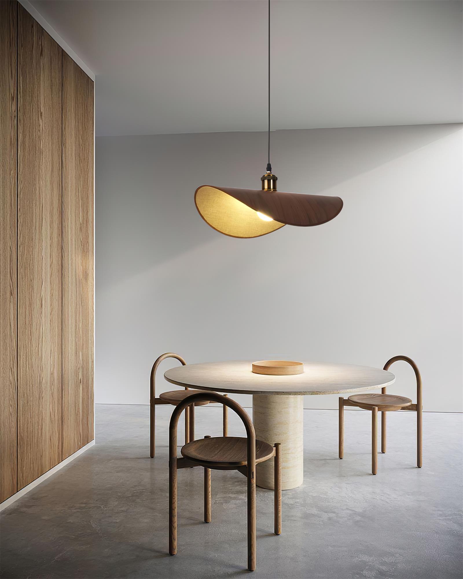 Pendant Lamp Linen Fabric Shade Wood | ventumra