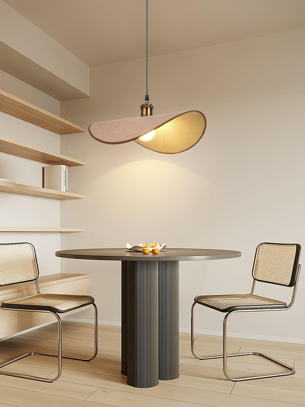 Pendant Lamp Linen Fabric Shade Wood | ventumra