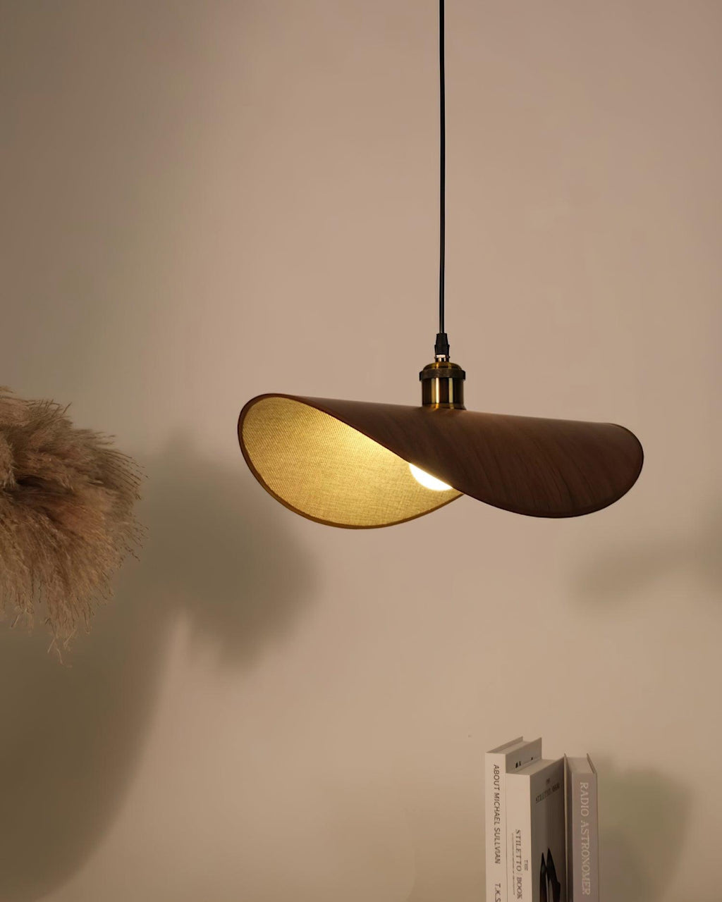 Pendant Lamp Linen Fabric Shade Wood | ventumra