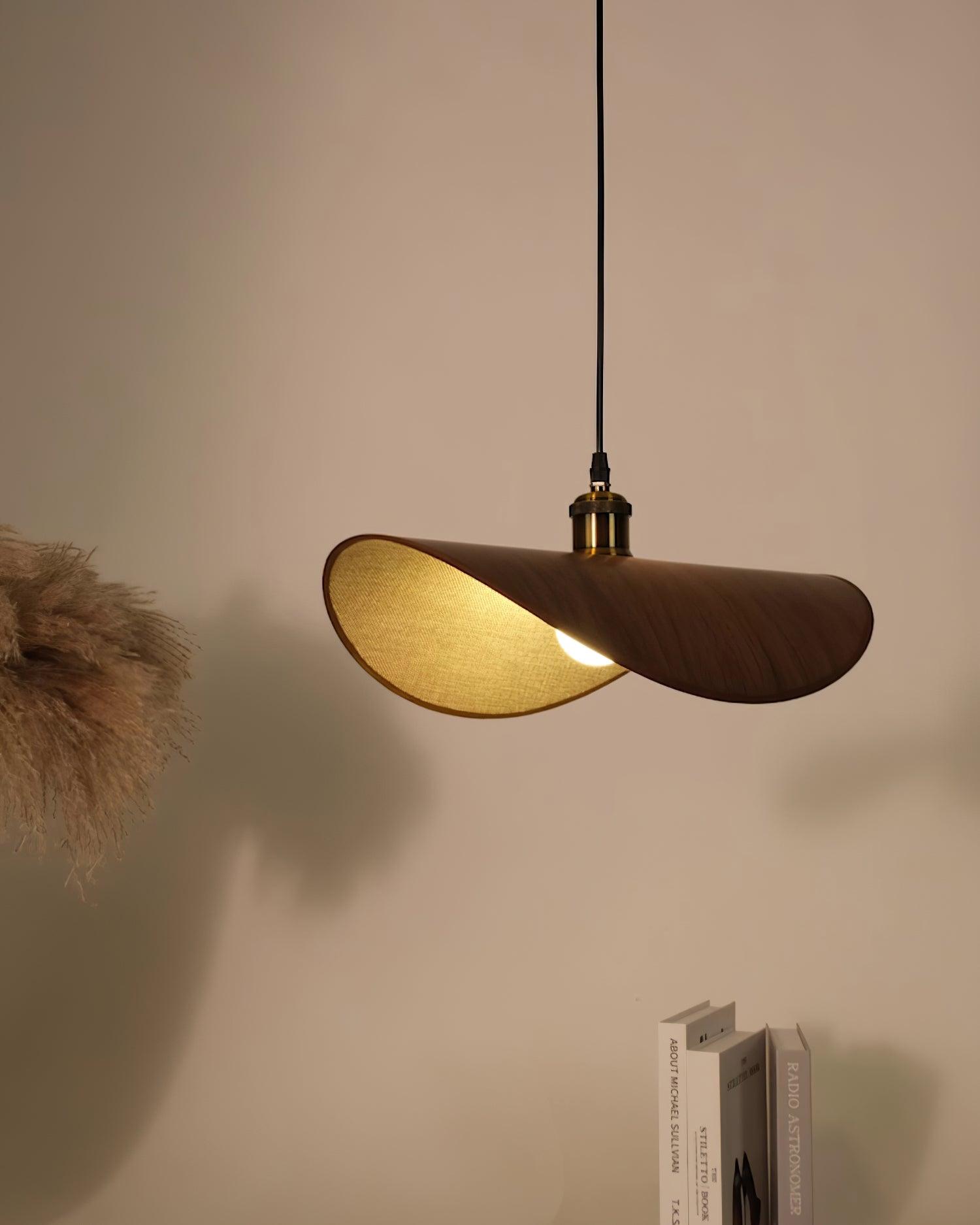 Pendant Lamp Linen Fabric Shade Wood | ventumra
