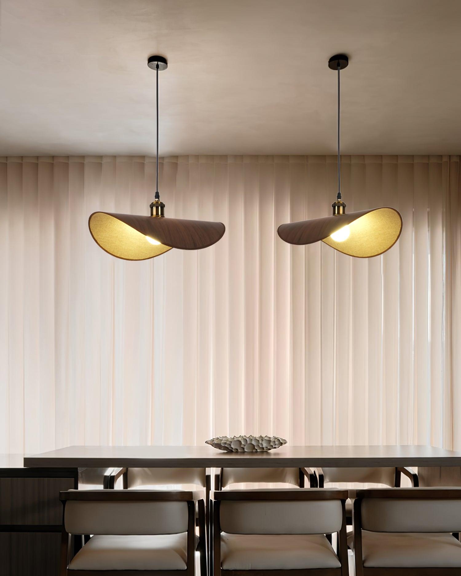 Pendant Lamp Linen Fabric Shade Wood | ventumra