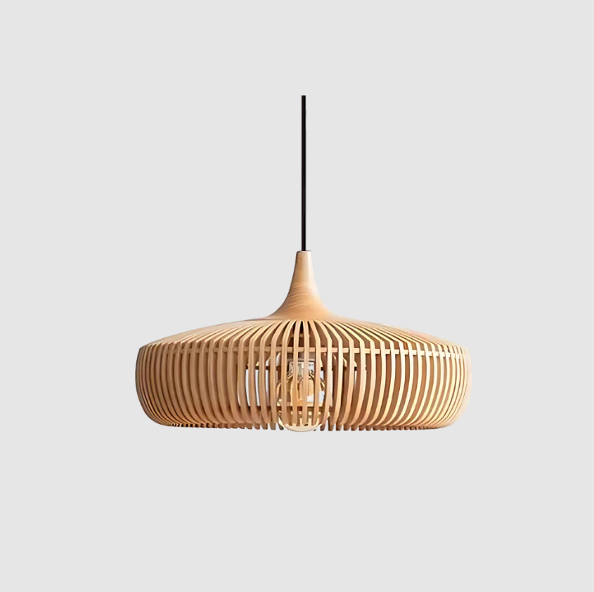 KyotoGlow Japandi Wood Pendant Light for Cozy Living Rooms