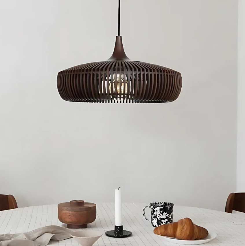 KyotoGlow Japandi Wood Pendant Light for Cozy Living Rooms