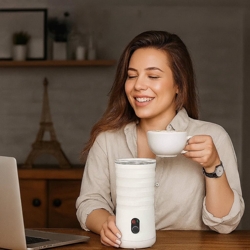 CafeSphere 4-In-1 Milk Frother and Steamer — Compact Four-Setting Countertop Appliance
