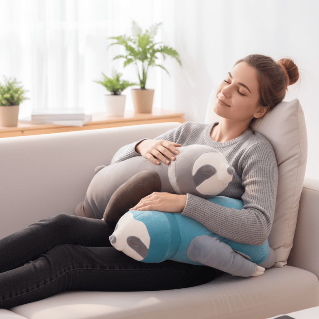 Peluche bradipo oversize DreamEase — Forma soffice e imbottita resistente allo schiacciamento